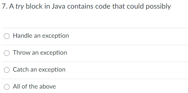 in Java are called Unchecked exceptions Checked exceptions Fatal exceptions O None
