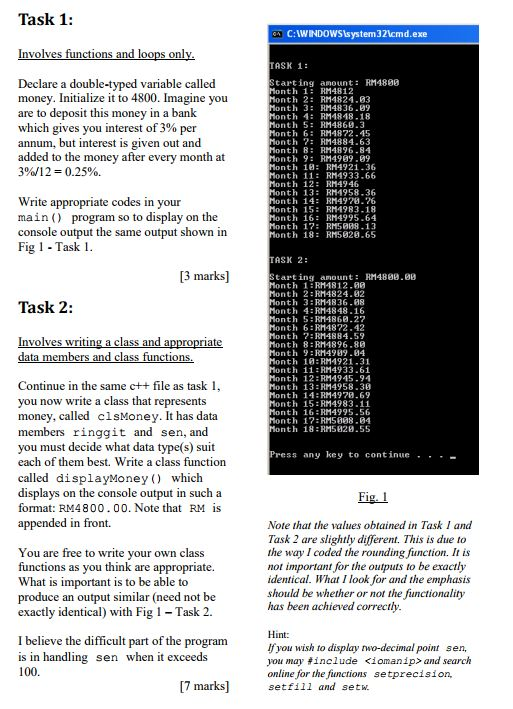 Please use a C++ program Task 1: C:WINDOWSlsystem32lcmd.exe ctions on ASK 1: