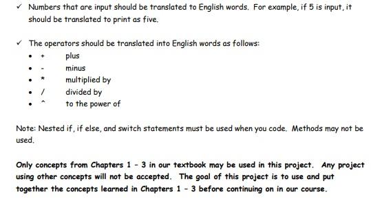 exponents please use math pow***************** comments are not necessary Write an algorithm
