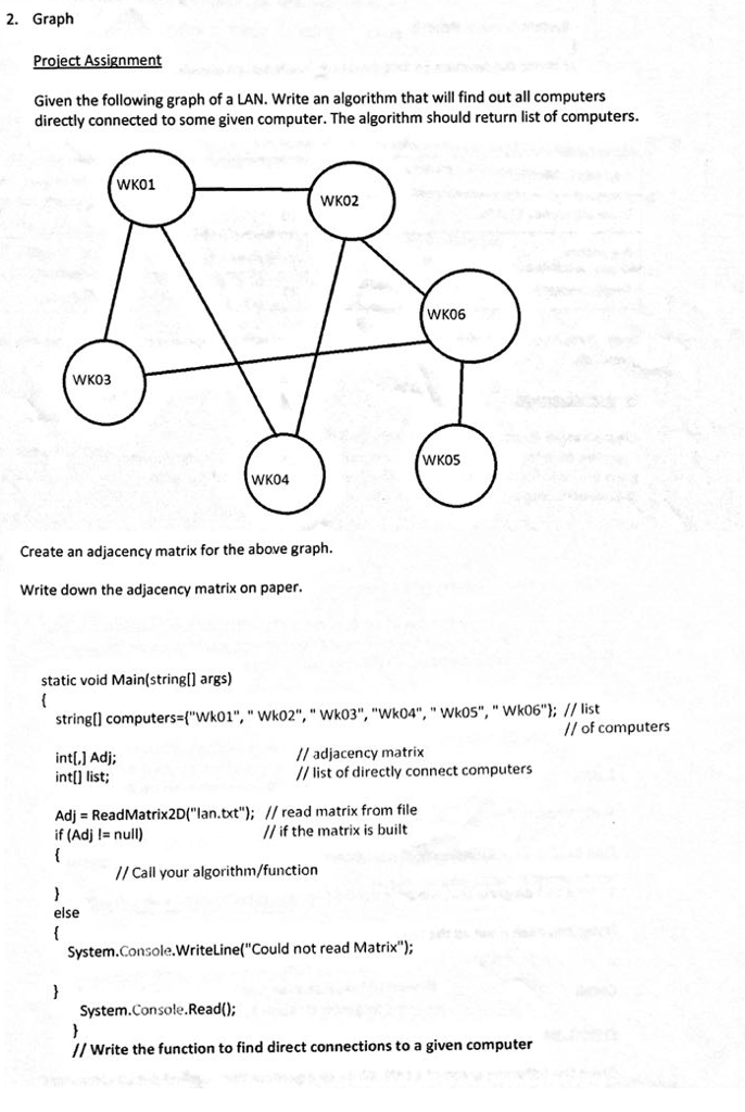 Plz use Visual studio 2012 & programing language is C# 2. Graph