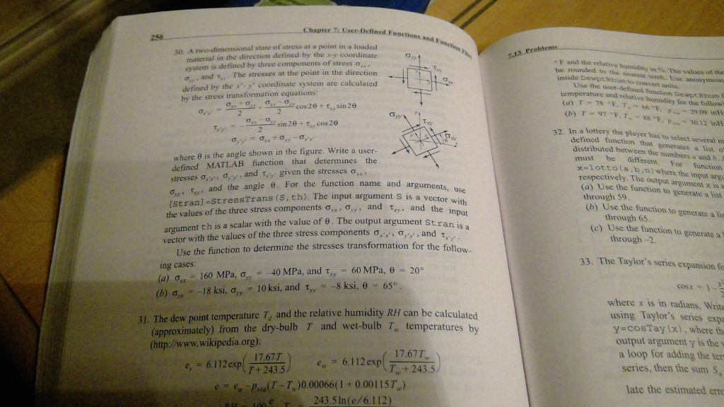 Could you help me with Question 30 in matlab code? apter 7
