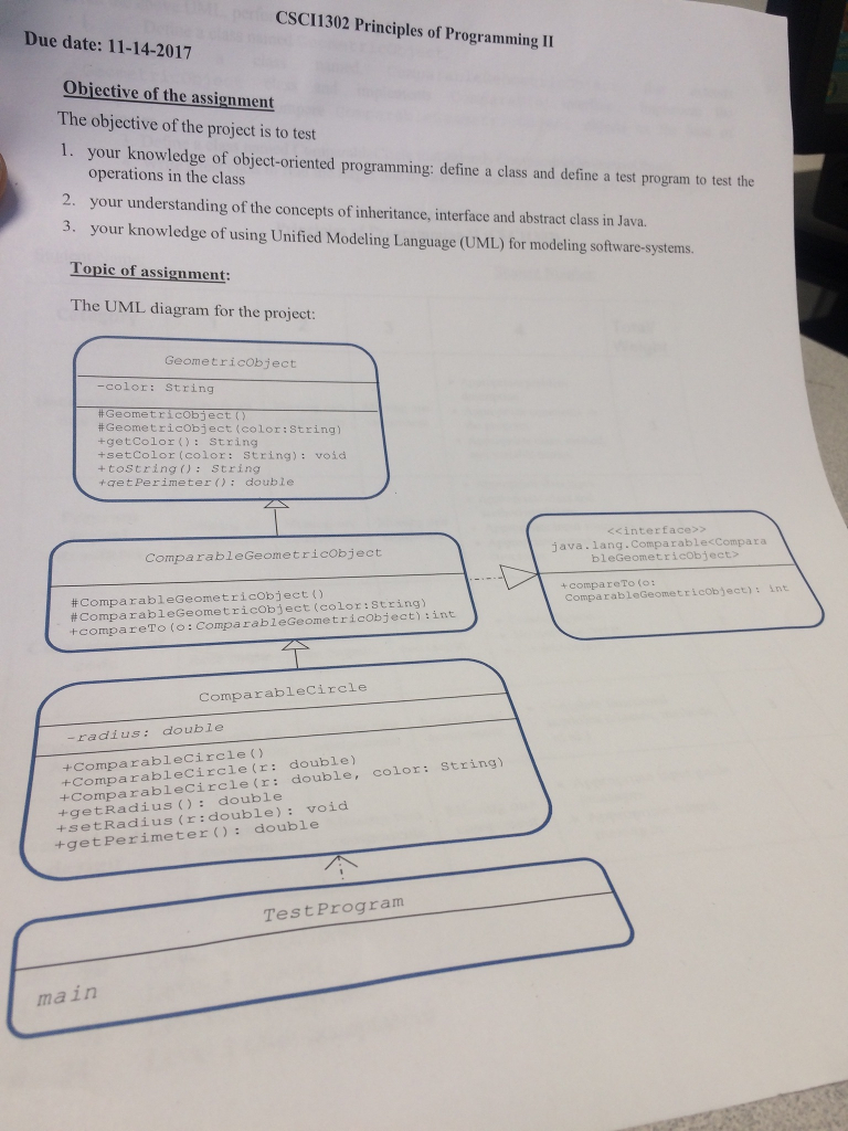  The Language is Java CSCI1302 Principles of Programming II Due date: