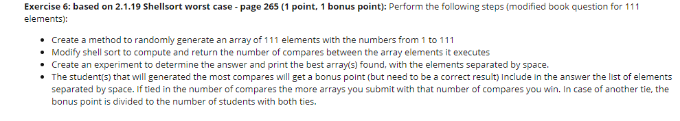  Exercise 6: based on 2.1.19 Shellsort worst case page 265 (1