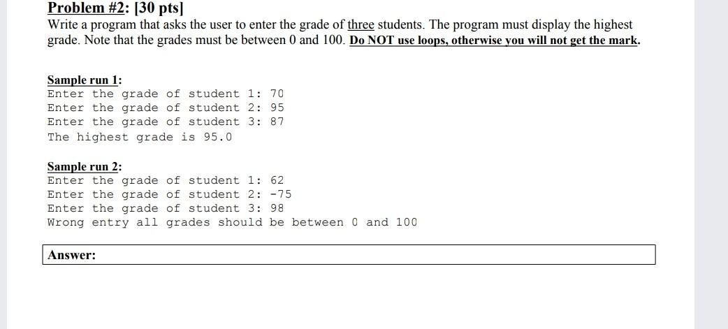  java netbeans Problem #2: [30 pts] Write a program that asks