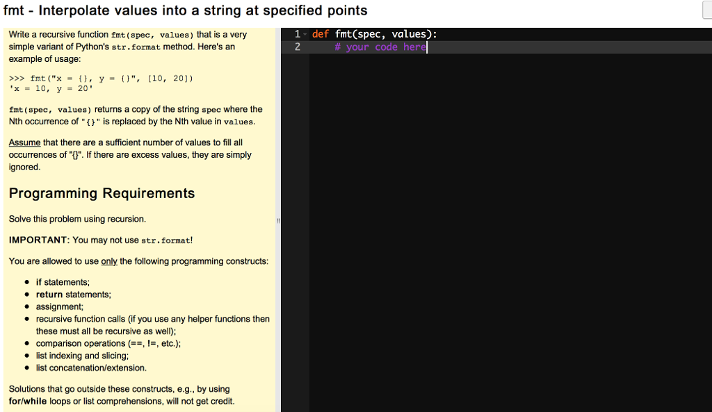 PYTHON 3...please help and explain with comments.. fmt - Interpolate values into