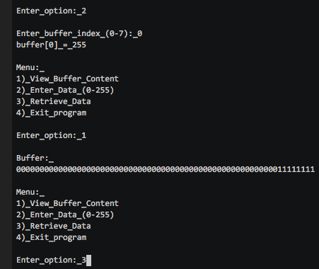 code: int x; int index = 0; int value= 0; int buffer[64];