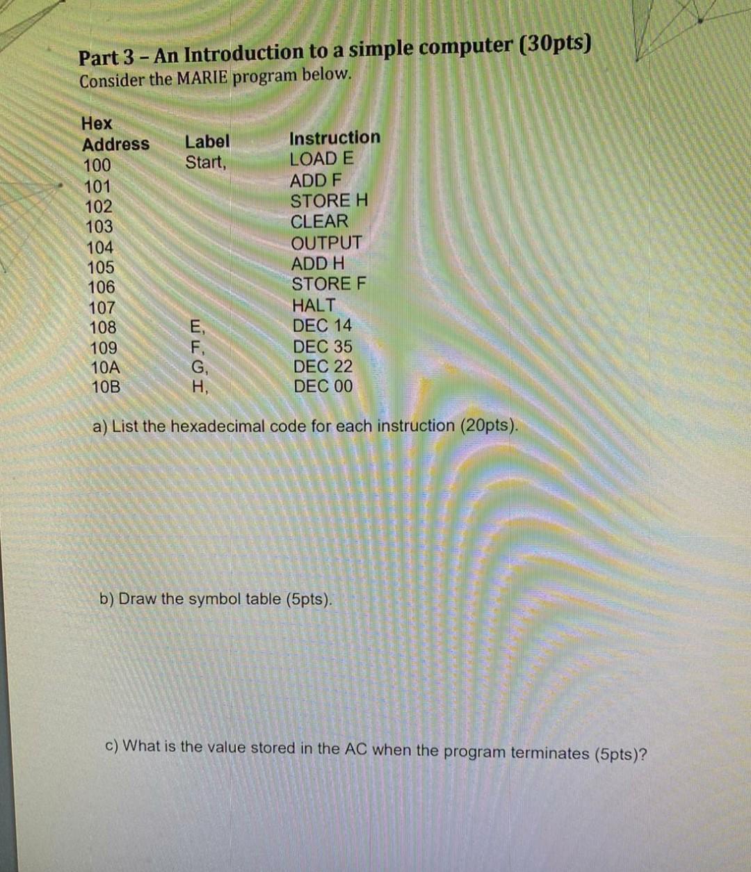 please show solution Part 3 - An Introduction to a simple