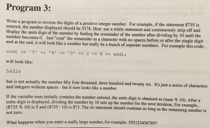  Program 3: te a program to reverse the digits of a