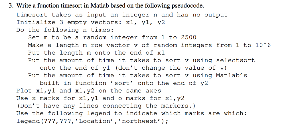  write a function time sort in Matlab based on the following