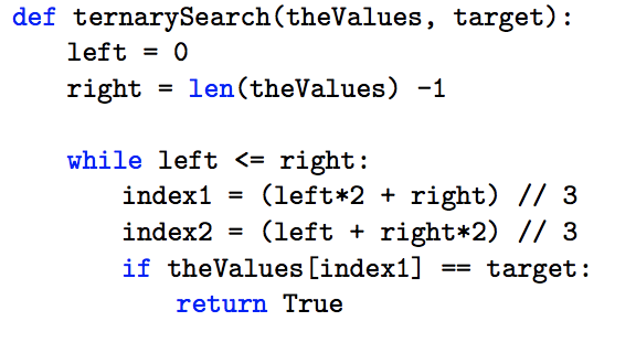 Given the following teranary search algorithm: a.) What is the worst-case time