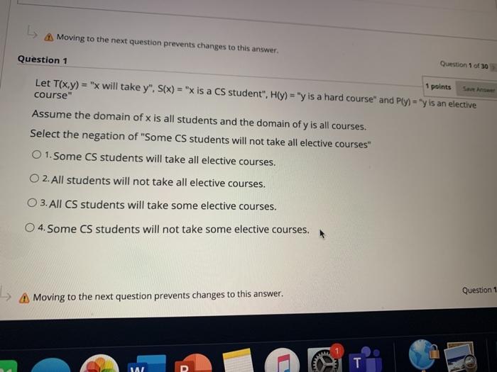 Moving to the next question prevents changes to this answer. Question