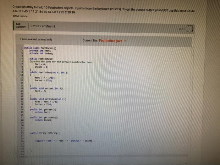 is from the keyboard (20 ints). To get the correct output you