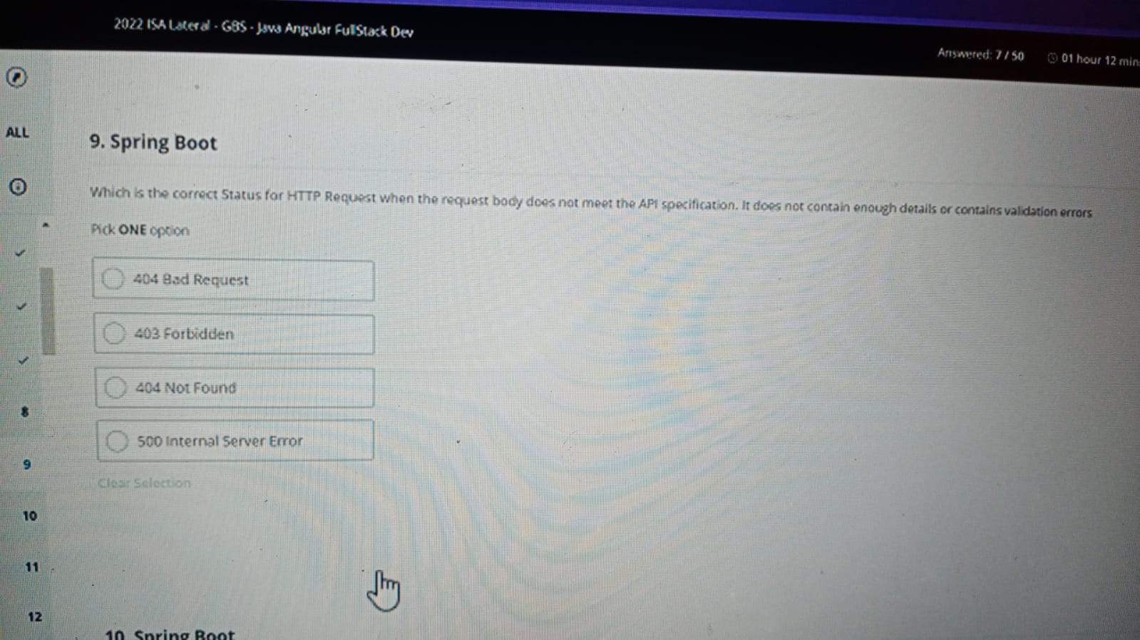  Spring Boot Which is the correct Status for HTTP Request when