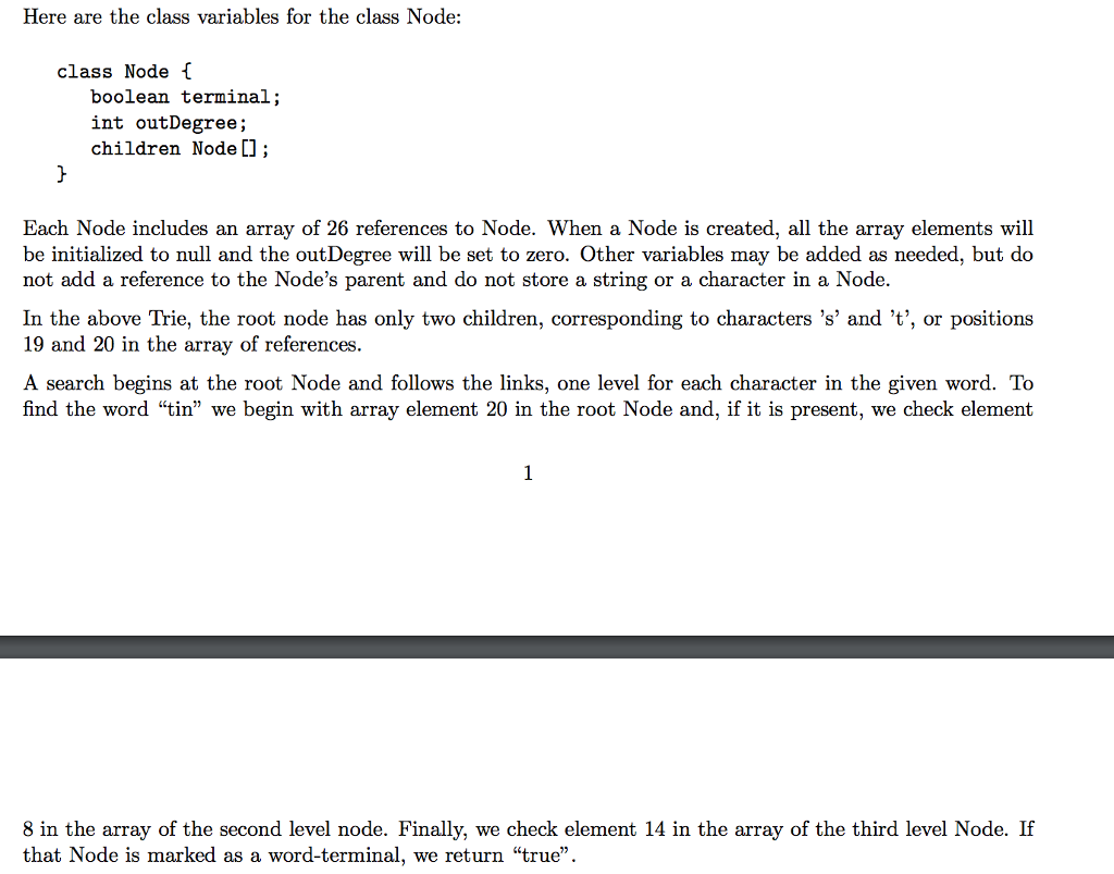a Trie data structure and a program to test it The trie