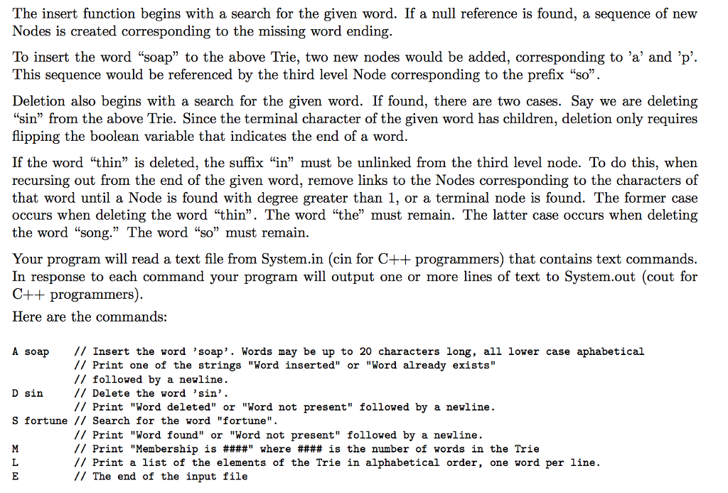 efficiently stores words, as in a spell-checker. To simplify matters, words will