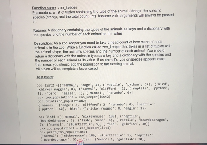  Python must work for all cases not just test cases zoo