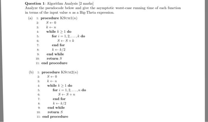  big theta Algorithm Analysis Analyze the pseudocode below and give the