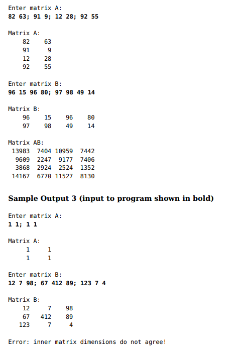 two matrix A and B, and multiply the two matrix together to