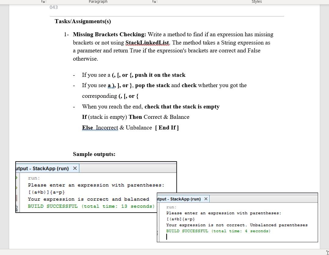 In data structure java (stack) , please solve this task, i need