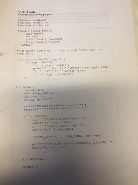  01.2 (13 marks) Consider the following program: #include #include #include typedef