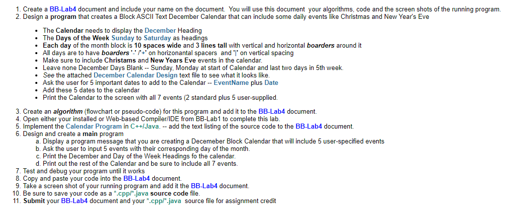  1. Create a BB-Lab4 document and include your name on the