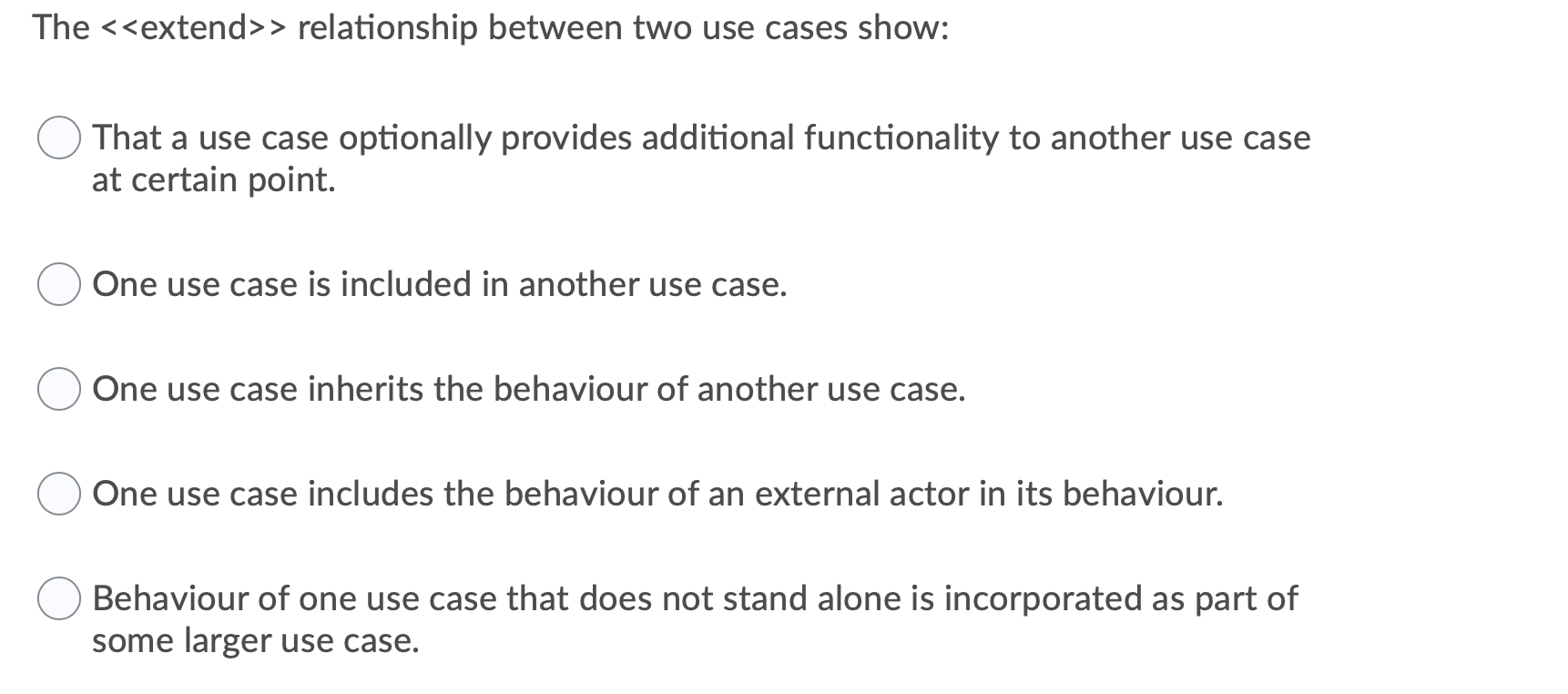  The > relationship between two use cases show: That a use