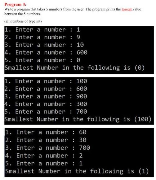 C# Program 3: Write a program that takes 5 numbers from the