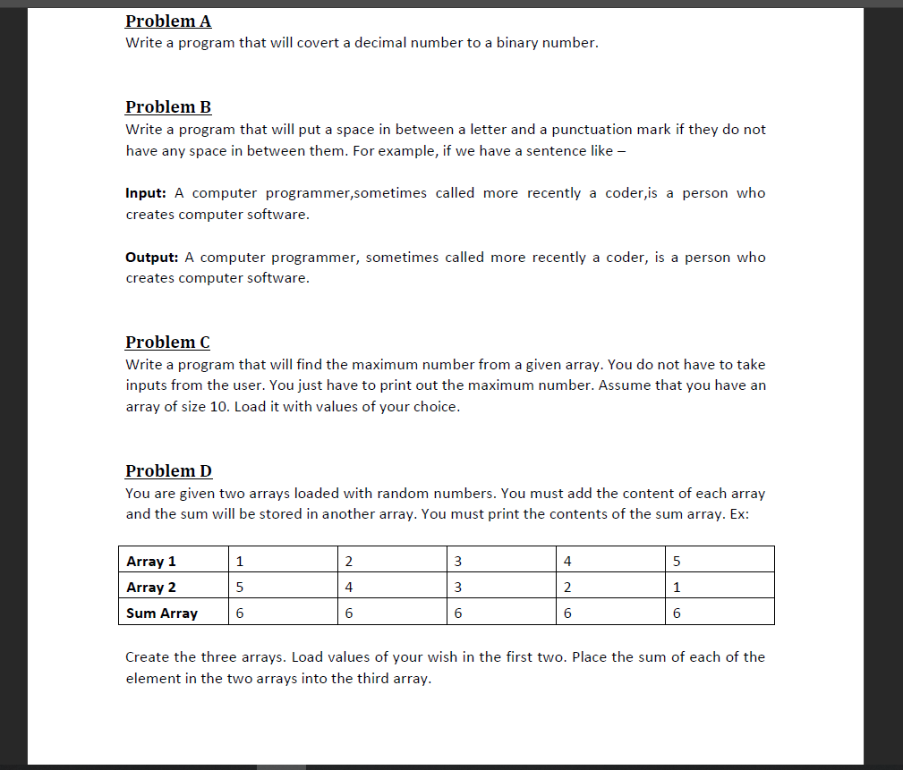  solve this in 8086 code Problem A Write a program that