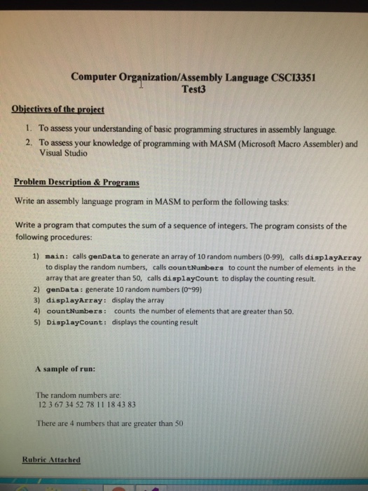  To assess your understanding of basic programming structures in assembly language.