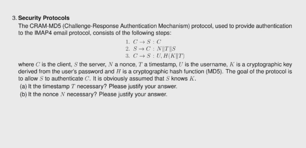  Security Protocols The CRAM-MD5(Challenge-Response Authentication Mechanism) protocol, used to provide authentication