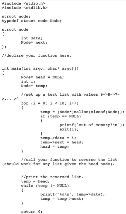  C programming Using Xcode #include #include struct node; typedef struct node
