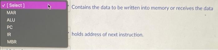 statement: Select) Specifies the address in memory for the next read or