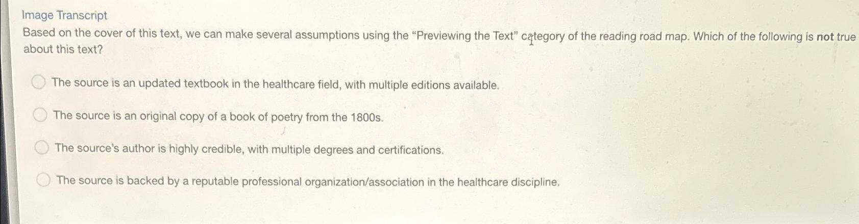  Image Transcript Based on the cover of this text, we can