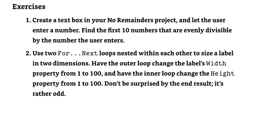 Visual Basic 2022 1. Create a text box in your No Remainders