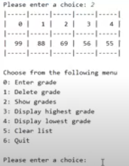In python, create a sorted_grades application that can store up to 10