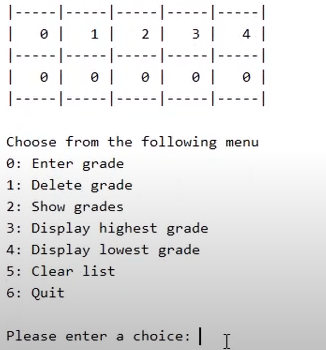 grades in order from highest to lowest in a list. The application