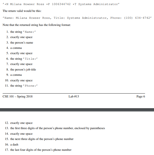 Business Card (20 points) Write a function business.card), which takes a single