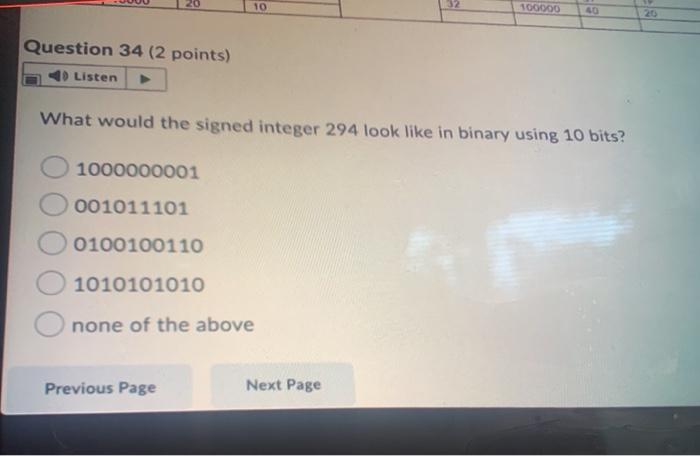 37 40 100000 20 Question 23 (2 points) What is the compression