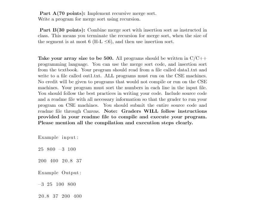 PART A : PLEASE PART A, IN C PROGRAMMING Part A(70 points):