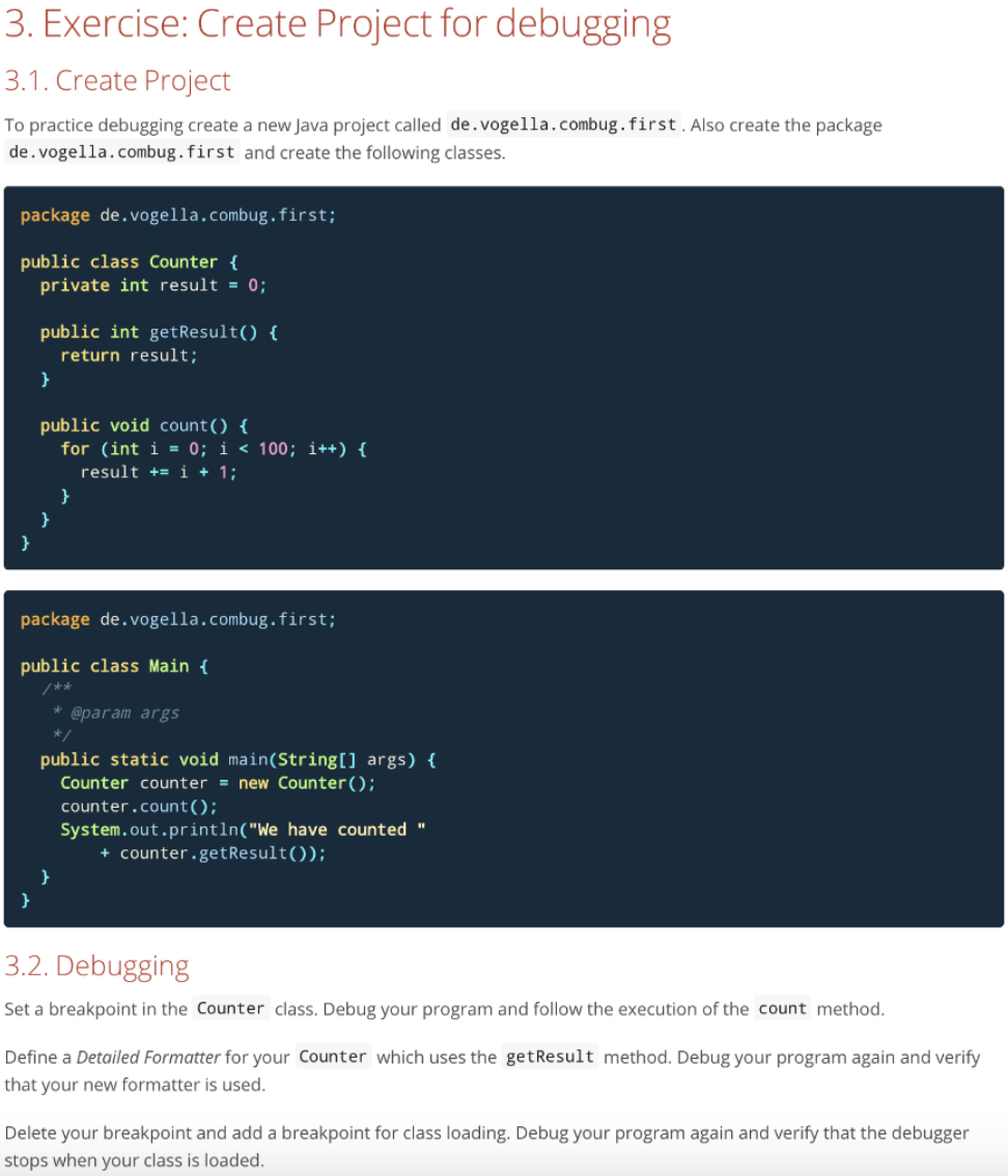 Please complete the following exercise in java: 3. Exercise: Create Project for
