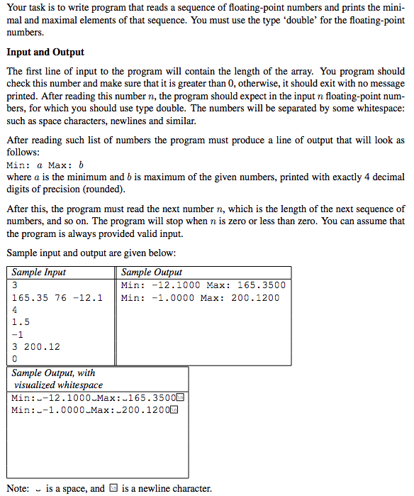In C code please, Your task is to write program that reads