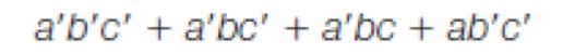xyz + xyz + xyz + xyz + xyz a'b'c' + a'bc'