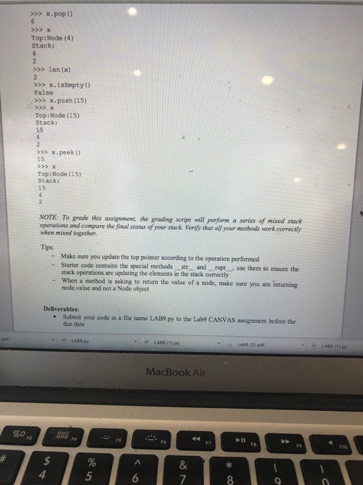 def __str__(self): return "Node({})".format(self.value) __repr__ = __str__ class Stack: ''' Creates an