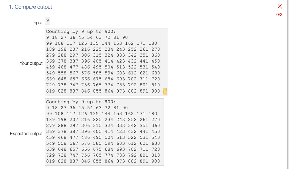 Need help correcting code from error output if you compare the two