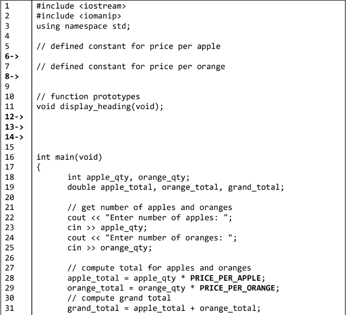 displays the totals in the format shown below. The xs represent values
