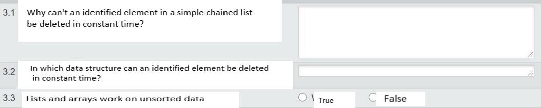 Algorithms and data structures 3.1 Why can't an identified element in a