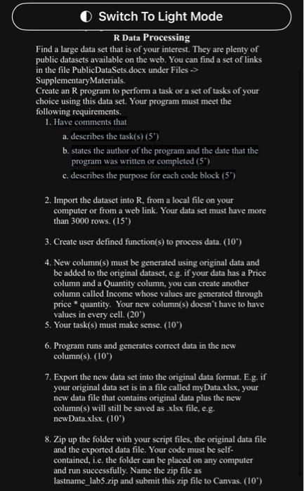  Switch To Light Mode R Data Processing Find a large data