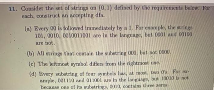 Hi i need help solving A-D. For the DFA please write down