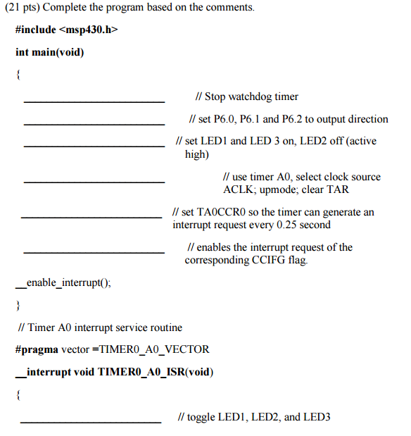 Microprocessor MSP430 Question Please answer the two parts. Thanks in advance :)