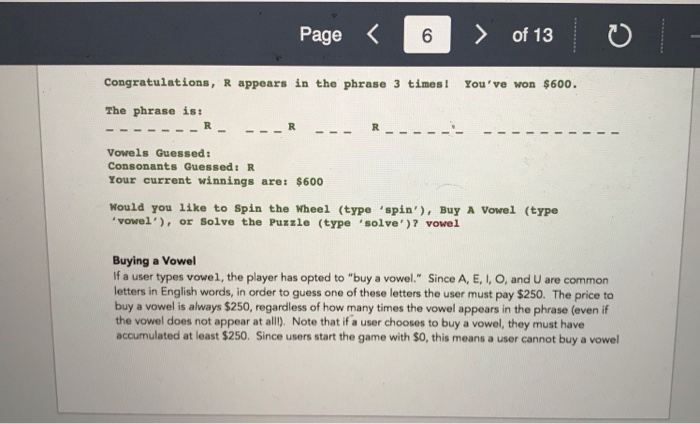 here: https:/ www.youtube.com/watch?v-A8bZUXi7zDE In our version of Wheel of Fortune, the game